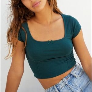 PacSun Green empire bow tie top